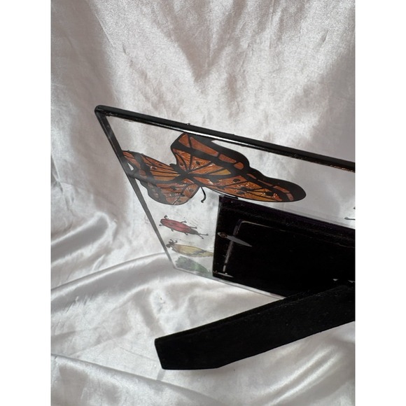 Hand painted glass butterfly lady bug frame easel back fits 4 x 6" picture - Picture 9 of 9